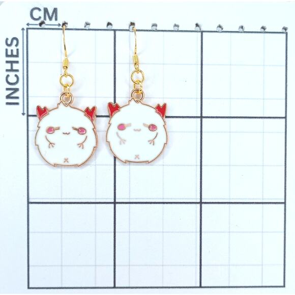 White Monster Earrings 🩸 Gothic Kawaii Dangles - Picture 3 of 4
